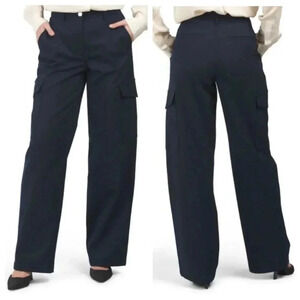 NWT Theory Relaxed Straight Leg Cargo Pants Textured Gabardine Baltic size 12